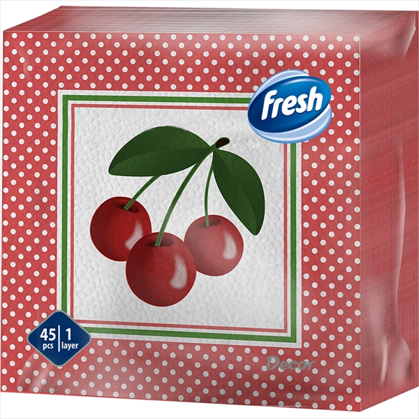 FRESH PAPIRNA SALVETA DECOR VIŠNJA 1 SLOJ 33X33CM 45KOM
