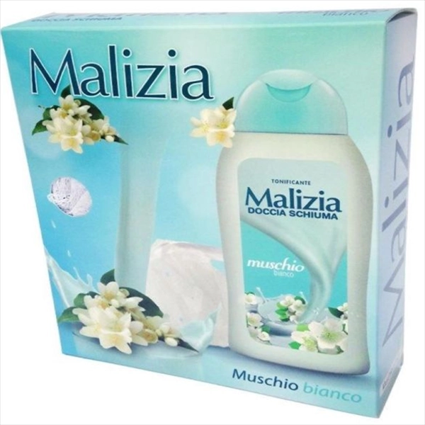 MALIZIA SET WHITE MUSK WOMEN (PENA ZA KUPANJE 300ML+PUFNA)