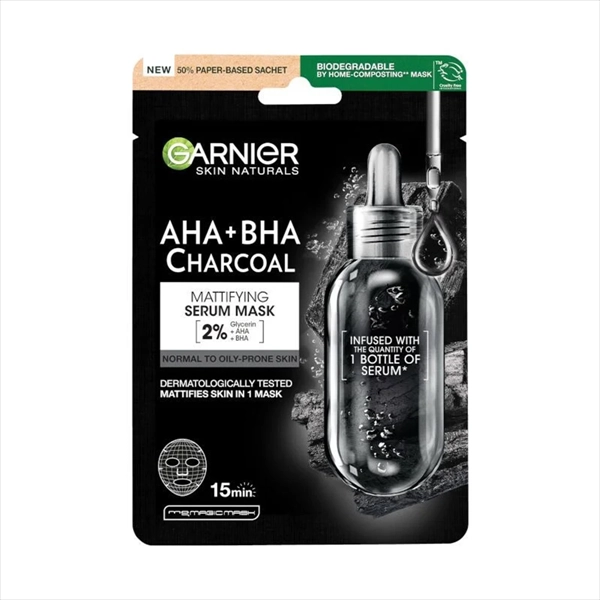 GARNIER SKIN NATURALS MASKA ZA LICE U MARAMICI CHARCOAL 28G