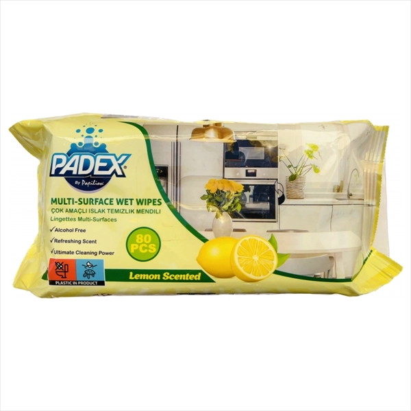 PADEX UNIVERZALNE VLAŽNE MARAMICE ZA ČIŠĆENJE POVRŠINA LEMON 80KOM