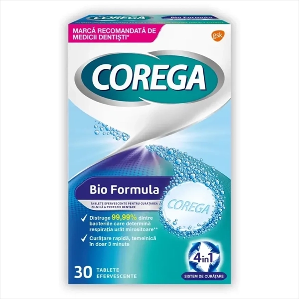 COREGA TABLETE ZA ČIŠĆENJE ZUBNIH PROTEZA BIO FORMULA 30KOM